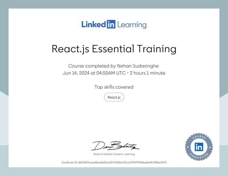 React.js Essential Training - LinkedIn Learning