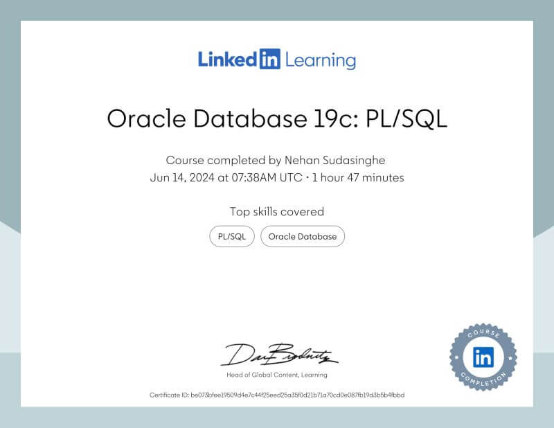 Oracle Database 19c: PL/SQL - LinkedIn Learning
